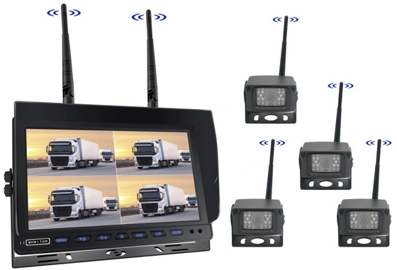 10 pulgadas Quad Split 4ch AHD inalámbrico 1080P Kit de monitoreo de cámara trasera para automóviles