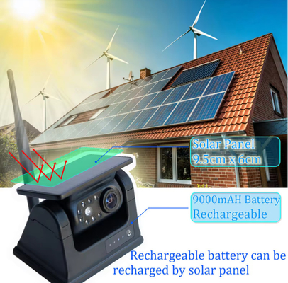 Batería solar recargable Autobús de respaldo inalámbrico Vista trasera WiFi Cámara 1080P Base magnética con aplicación WIFI