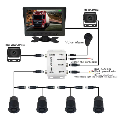 Camión Autobús Auto Car Reverse Aid Backup Detector de radar digital AI MDVR con 4 kits de sensores