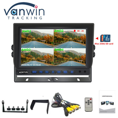Pantalla LCD AHD de 7 pulgadas Cuatro canales Tarjeta SD AHD Vehículo Monitor de automóvil LCD Con cámaras 1080P