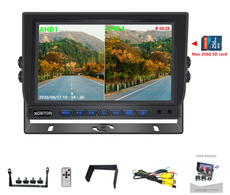 9 pulgadas 1080P Quad Car Monitor Con DVR Función Soporte 256G Grabación de vídeo con tarjeta SD