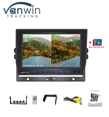 Nueva llegada AHD 4CH SD Card 1080P 9 pulgadas Quad Monitor Todo en uno DVR incorporado para camión autobús
