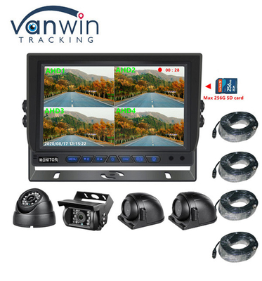 Venta caliente 9 pulgadas 1024 * 600 AHD Quad Display Sistema de cámara de seguridad de automóviles de camiones con función de grabación