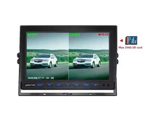 Venta caliente 9 pulgadas 1024 * 600 AHD Quad Display Sistema de cámara de seguridad de automóviles de camiones con función de grabación