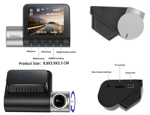Grabadora de imágenes de conducción de alta definición 4K 1080P Soporte WiFi GPS Grabadora de taxis Cámara