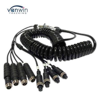 Video de automóviles de aviación alambre de resorte conector de remolque alambre de 4 pines / RCA espiral de extensión de cable rizado