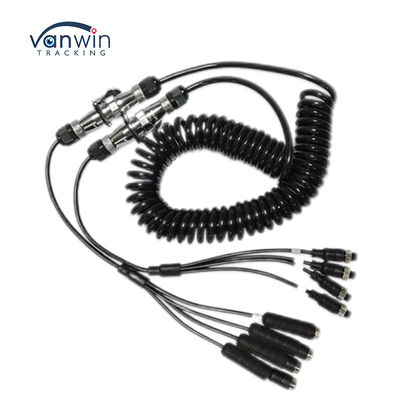 Video de automóviles de aviación alambre de resorte conector de remolque alambre de 4 pines / RCA espiral de extensión de cable rizado