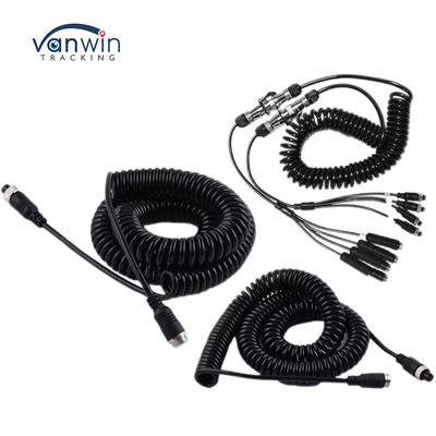 Video de automóviles de aviación alambre de resorte conector de remolque alambre de 4 pines / RCA espiral de extensión de cable rizado