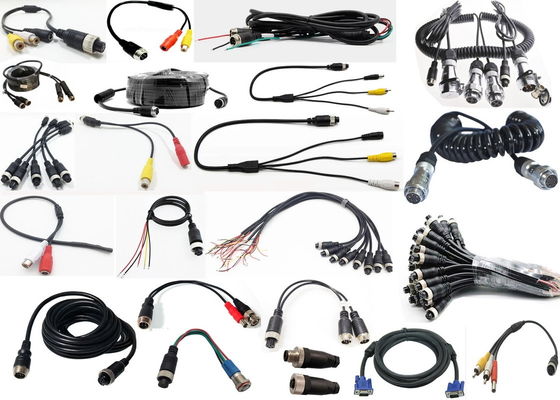 Video de automóviles de aviación alambre de resorte conector de remolque alambre de 4 pines / RCA espiral de extensión de cable rizado