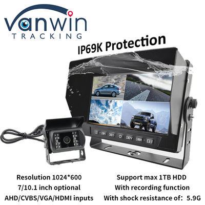 IP69K 7 / 10.1 pulgadas de agua AHD Cuad TFT Display de monitoreo de coche para vehículos universales