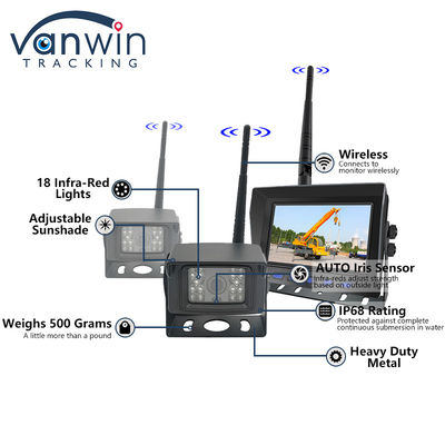 Sistema de visión trasera inalámbrico digital de 7 pulgadas AHD Camión cámara inversa Monitor de coche TFT inalámbrico