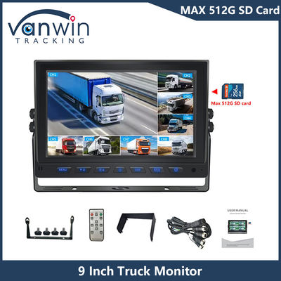 9 pulgadas 8 canales AHD Monitor Video 1080P LCD IPS de automóvil Monitor para bus de camión remolque