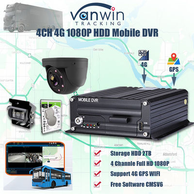 H.265 4CH 1080P HDD DVR móvil de vehículo Kit de grabadora de vídeo de CCTV Sistema de cámara MDVR