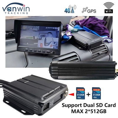 4CH doble tarjeta SD DVR móvil de tamaño pequeño Caja negra de automóvil en el vehículo CCTV 4G GPS MDVR