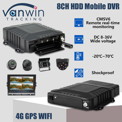 8 canales 4G Wifi 1080P HDD DVR móvil vigilancia del vehículo AHD Vista en tiempo real Mdvr