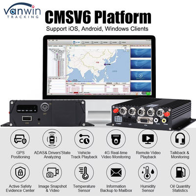 CMSV6 4CH con doble tarjeta SD DVR móvil 4G GPS Monitoreo en tiempo real Video vigilancia MDVR