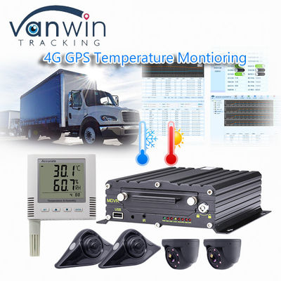 Grabadora de vídeo GPS 4CH 4G inalámbrica Monitoreo de temperatura para vehículos refrigerados