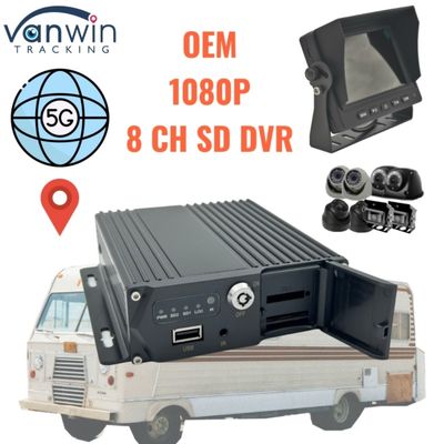 Tarjeta SD de 8 canales MDVR 5G GPS Vehicle Tracker Grabadora de vídeo 1080P para camiones Autobús Soporte de furgoneta Servicio OEM