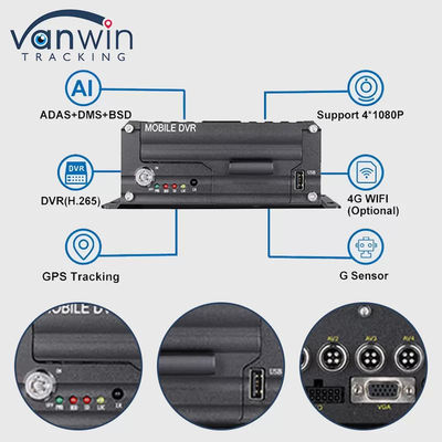 1080P 4CH HDD DVR 5G GPS Tracker Sistema de vigilancia de vehículos para la seguridad de la flota