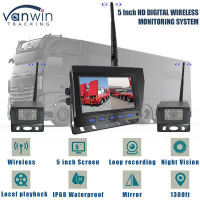 DVR digital HD inalámbrico de 5 pulgadas con pantalla cuádruple para monitoreo de seguridad de marcha atrás de camiones