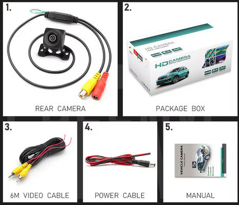 1080P AHD 170° Visión trasera de automóvil Visión trasera de automóvil Visión trasera de automóvil Lente de ojo de pez Negro Visión nocturna universal