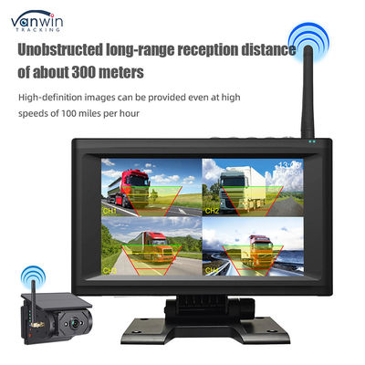Kit de monitoreo de automóviles de pantalla IPS inalámbrica de 7 pulgadas con 4 cámaras solares Apoya la visión nocturna IR y fácil de instalar