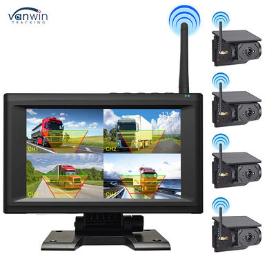 Kit de monitoreo de automóviles de pantalla IPS inalámbrica de 7 pulgadas con 4 cámaras solares Apoya la visión nocturna IR y fácil de instalar