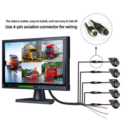 Monitor de respaldo de cámara de marcha atrás AHD 1080P con pantalla táctil IPS BSD de 10.1" y 5CH para RV, autobús y camión