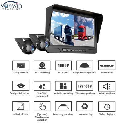 Grabadora de video para automóvil con sistema BSD de 7 pulgadas, sistema de marcha atrás con vista trasera, DVR para camiones, cámara de tablero, DVR de estacionamiento delantero y trasero para camiones