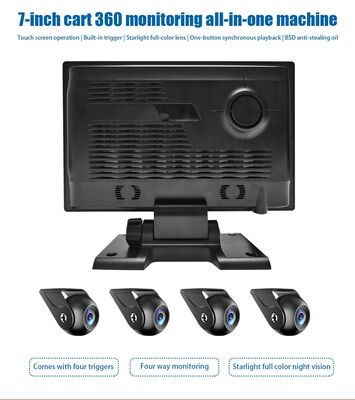 7 Inch Color Split Screen Car Rear View Camera Security 360 Monitoring DVR Recorder 4 Channels Truck Camera for Bus/Trailer/RVs