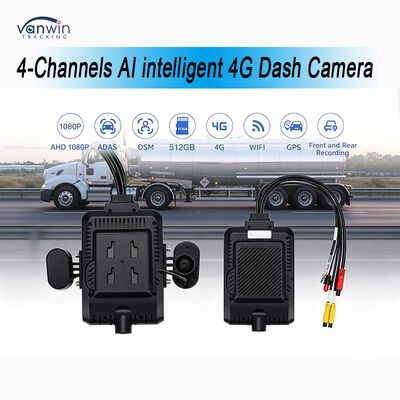 Sistema de cámara de salpicadero con grabadora de vídeo digital móvil 4G inteligente de IA de 4 canales, seguimiento GPS, visión nocturna, monitorización remota en la nube