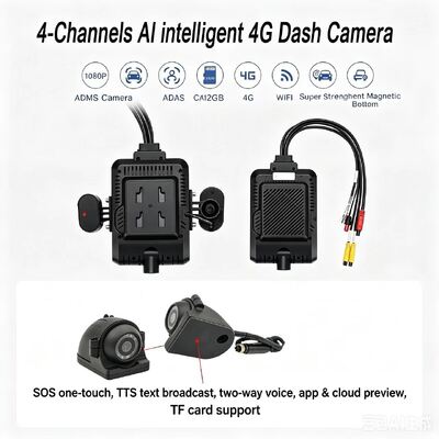 Front and Rear Dash Cam 4CH ADAS DMS Auto Video Recorder With 4G GPS WIFI Magnetic Camera for Truck