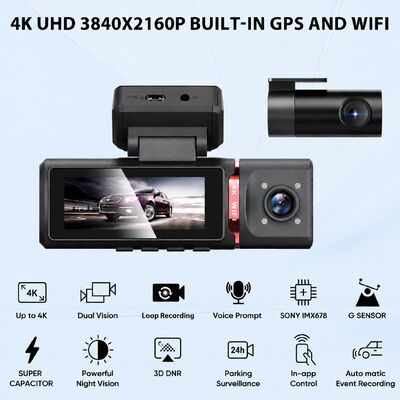 4K Dashcam de conducción asistida avanzada GPS ADAS DMS con soporte WIFI para monitoreo de estacionamiento