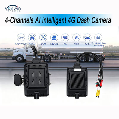 Sistema de cámara de salpicadero con grabadora de vídeo digital móvil 4G inteligente de IA de 4 canales, seguimiento GPS, visión nocturna, monitorización remota en la nube