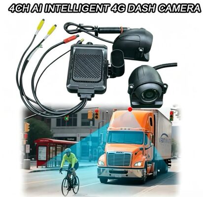 Camara delantera y trasera 4CH ADAS DMS Grabadora de video automática con 4G GPS WIFI Cámara magnética para camión