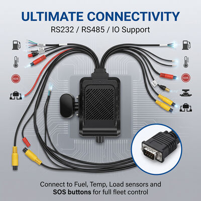 Sistema 4G Dashcam para vehículos comerciales - rastreador WiFi GPS antirrobo con soporte periférico de I/O RS232