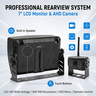Sistema de cámara inalámbrica AHD 1080P de 7 pulgadas/9 pulgadas/10 pulgadas con monitor de pantalla táctil Kit de cámara de visión trasera activa 2K