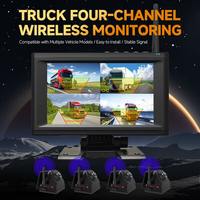 4CH 720P Dashcam inalámbrica para camiones, casas rodantes y autobuses Alarma IPS BSD de 7 pulgadas, montaje magnético, recargable, enchufable, expandible 1-4CH