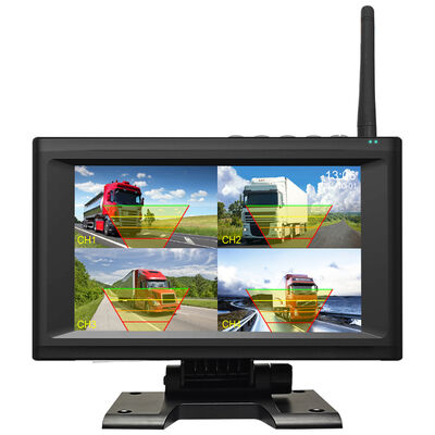 Sistema de cámara inalámbrica magnética Plug and Play 1-4CH 720P con monitor de 7" y alarma BSD recargable para camiones, RV, remolques y maquinaria agrícola