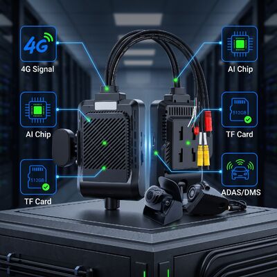Cuatro canales de inteligencia artificial con cámara 4G inteligente, ADAS + DMS + Seguridad activa BSD, 1080P + 720P grabación para taxis