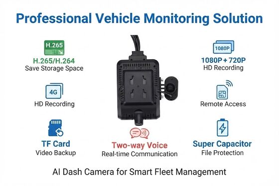 Cuatro canales de inteligencia artificial con cámara 4G inteligente, ADAS + DMS + Seguridad activa BSD, 1080P + 720P grabación para taxis
