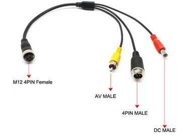 Accesorios de DVR, adaptador externo 4 Pin Female Aviation Plug del micrófono a 4pin male+RCA+DC