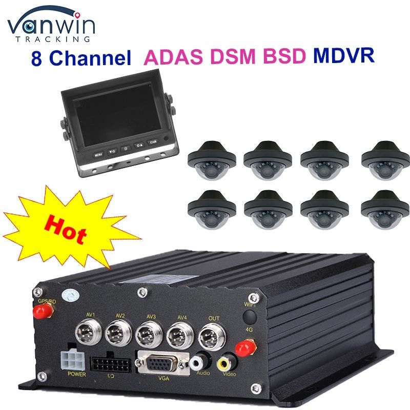 1080P H265 Dual SD Card 8 canales DVR móvil con HDD Max 2TB para taxis camiones camionetas