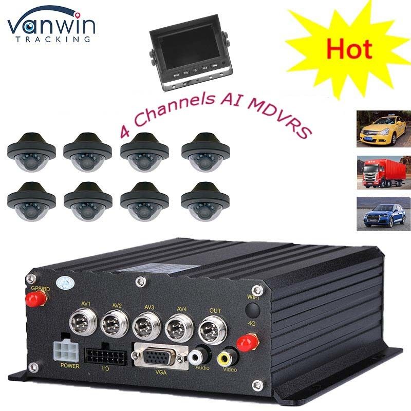 4G GPS WIFI Tarjeta SD doble 4 canales MDVR 1080P HDD DVR de inteligencia artificial para autobuses