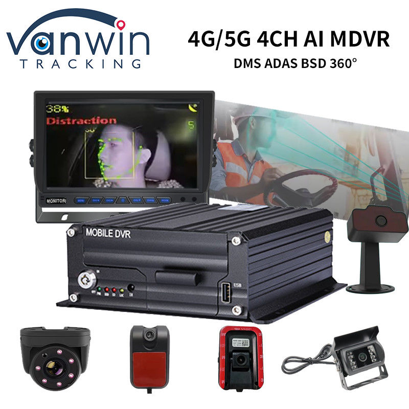 4 Ch DVR móvil de camión de AI con AI DSM ADAS soporte BSD 4G 5G GPS WIFI