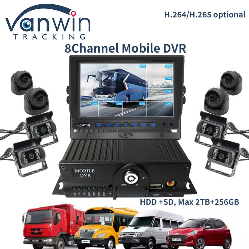 8 canales 1080P AHD DVR móvil de vehículo CCTV MDVR 2TB HDD para camiones y taxis