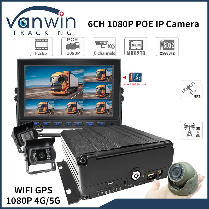 4G 6 Canal H. 265 HDD DVR móvil para automóviles