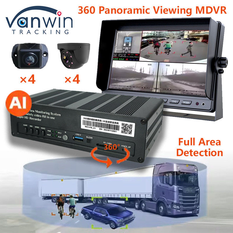 8 CH 4G 360 Visión panorámica MDVR con AI ADAS DSM BSD Visión panorámica Sistema de cámara DVR de automóviles