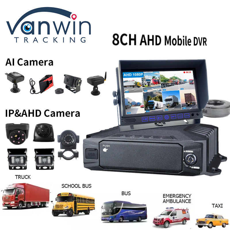 HDD 1080p 8ch DVR móvil 4g GPS WIFI MDVR Kit Sistema de cámara para el seguimiento de vehículos Seguridad del automóvil
