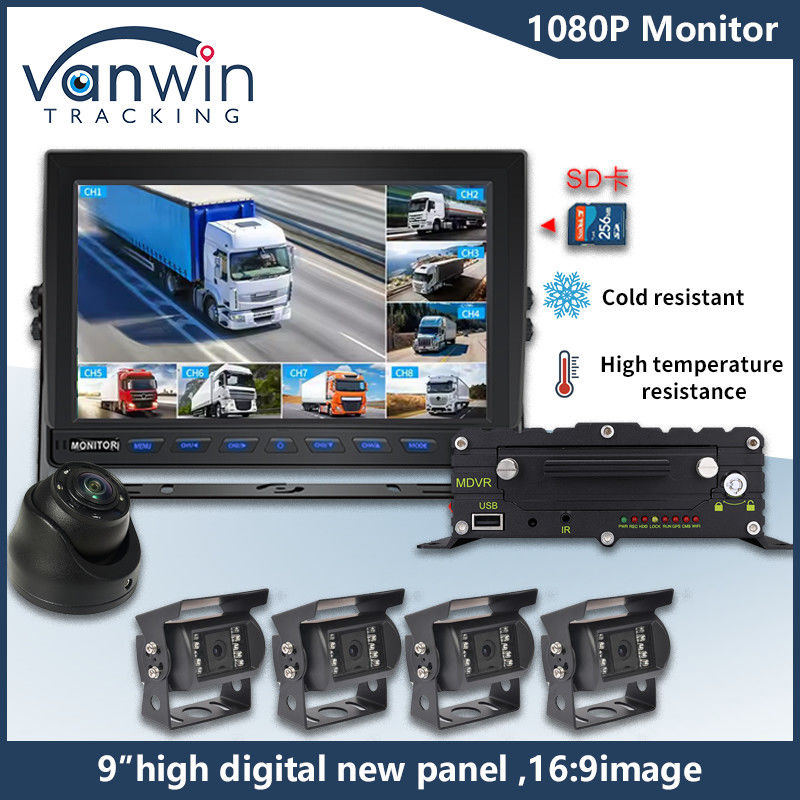 9 pulgadas 8 canales AHD Monitor Video 1080P LCD IPS de automóvil Monitor para bus de camión remolque
